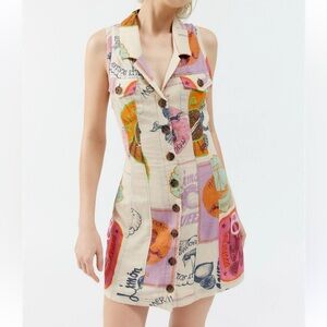 BDG Urban Outfitters Ocean Print Open Back Mini Dress